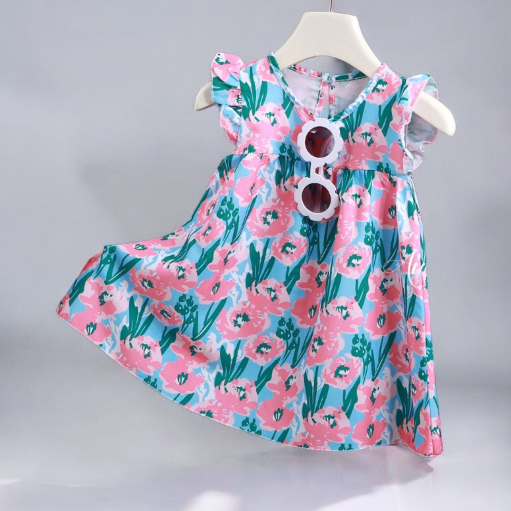 Girls Summer Dress-Pink & Green